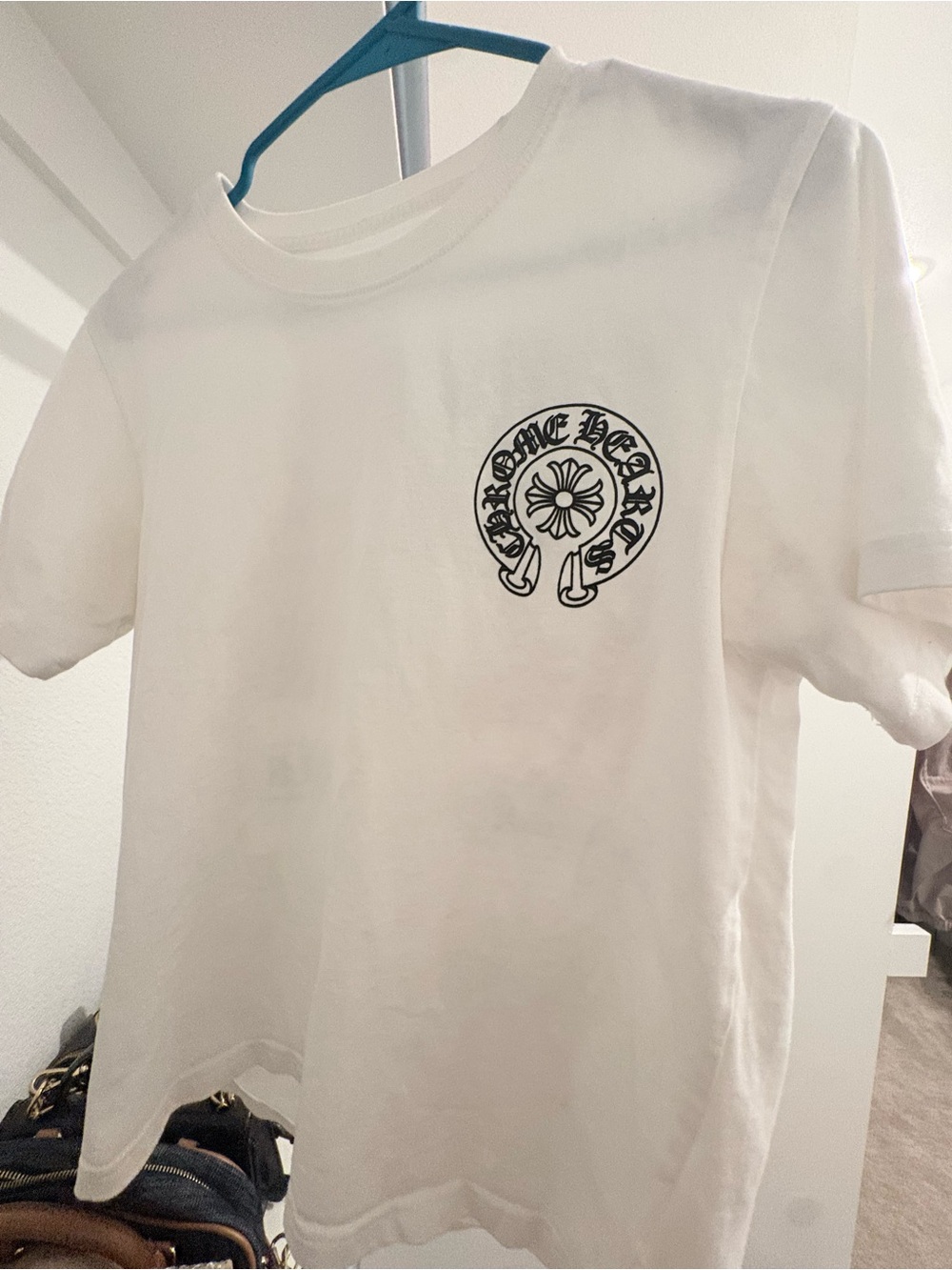 Chrome Hearts White Tee with Black Chest Emblem